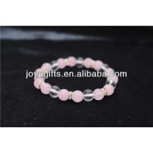 Quartz Rose Naturel À La Main Avec Bracelet À Perles De Cristal rond 8MM / Bracelet À Pierres Gemmes